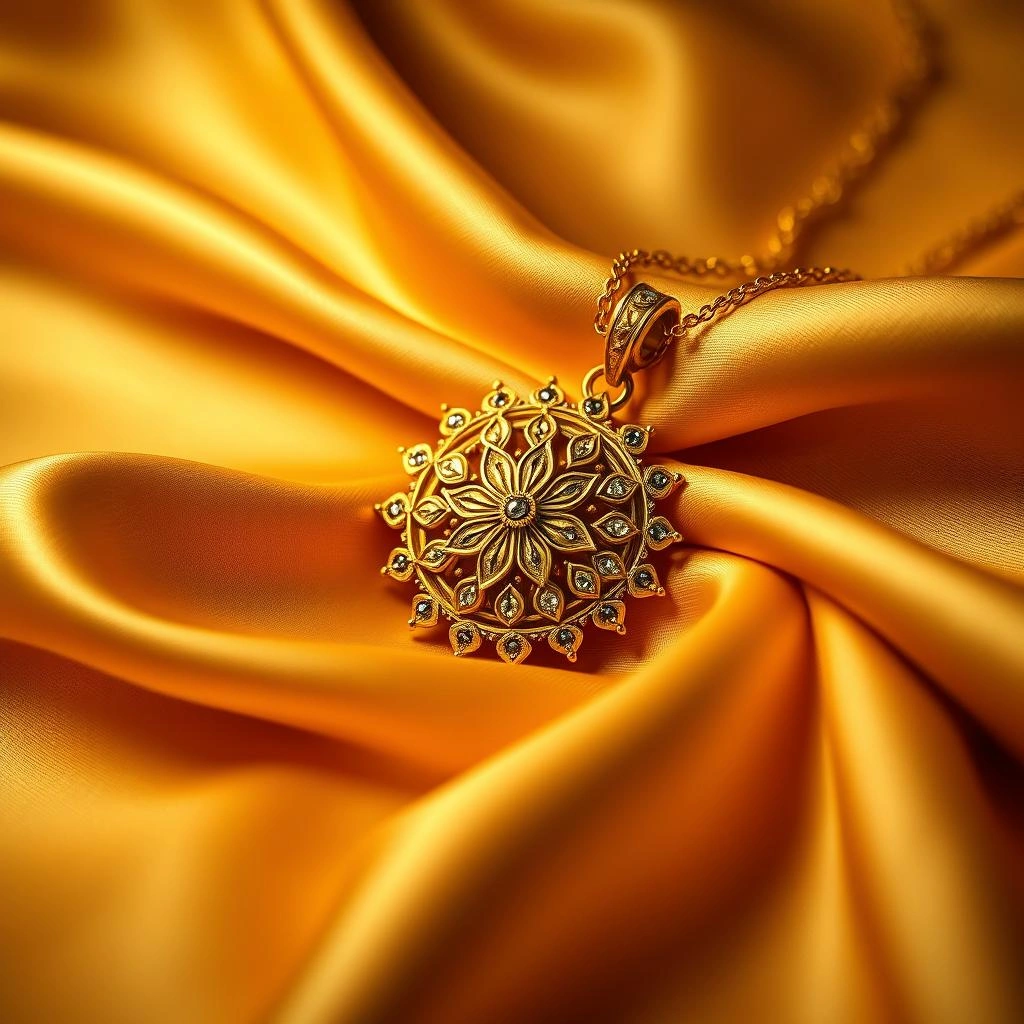 Authentic 1-Gram Gold Kolhapuri Saaj with 21 Talisman Leaves & Chand Locket - 45° Hero Perspective Angle
