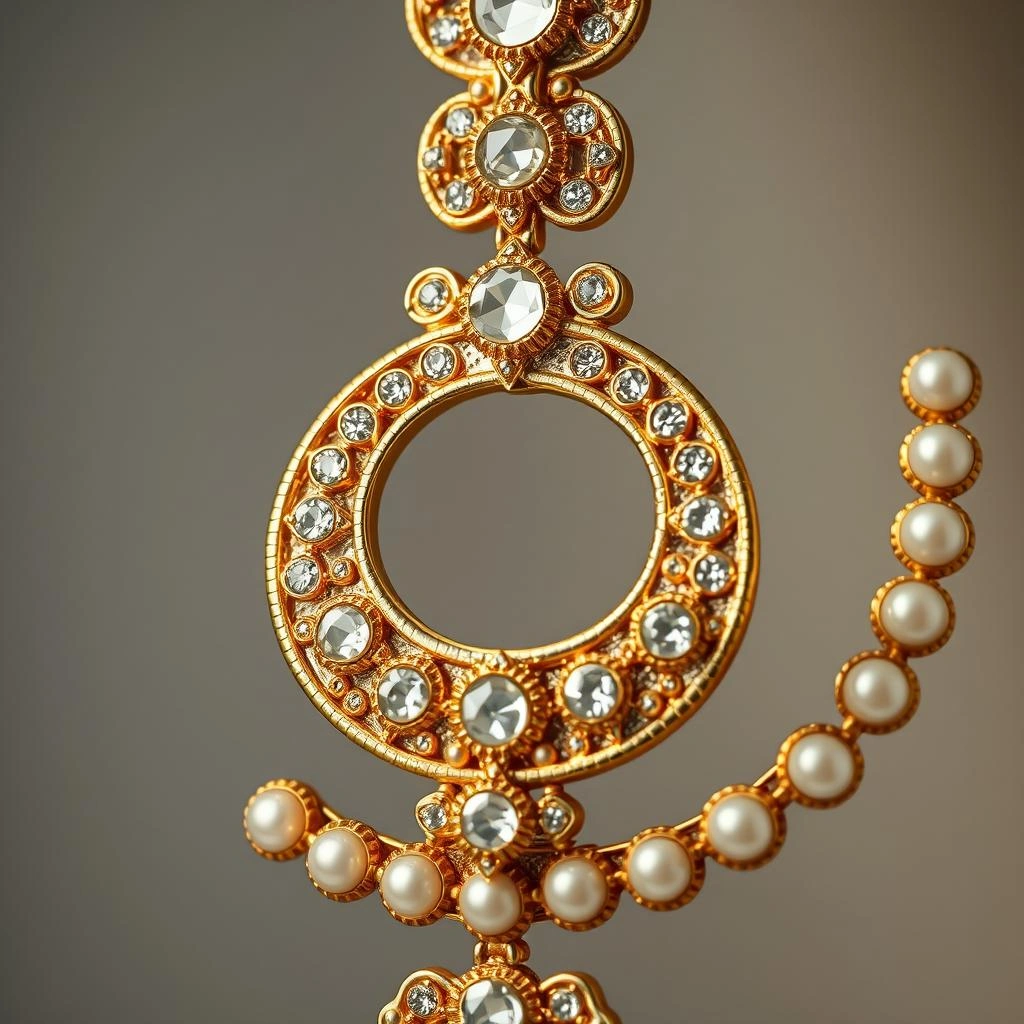 Grand Double-Tier Crescent Chand Half-Moon Bridal Rani Haar Set - Macro Detail Craftsmanship Focus