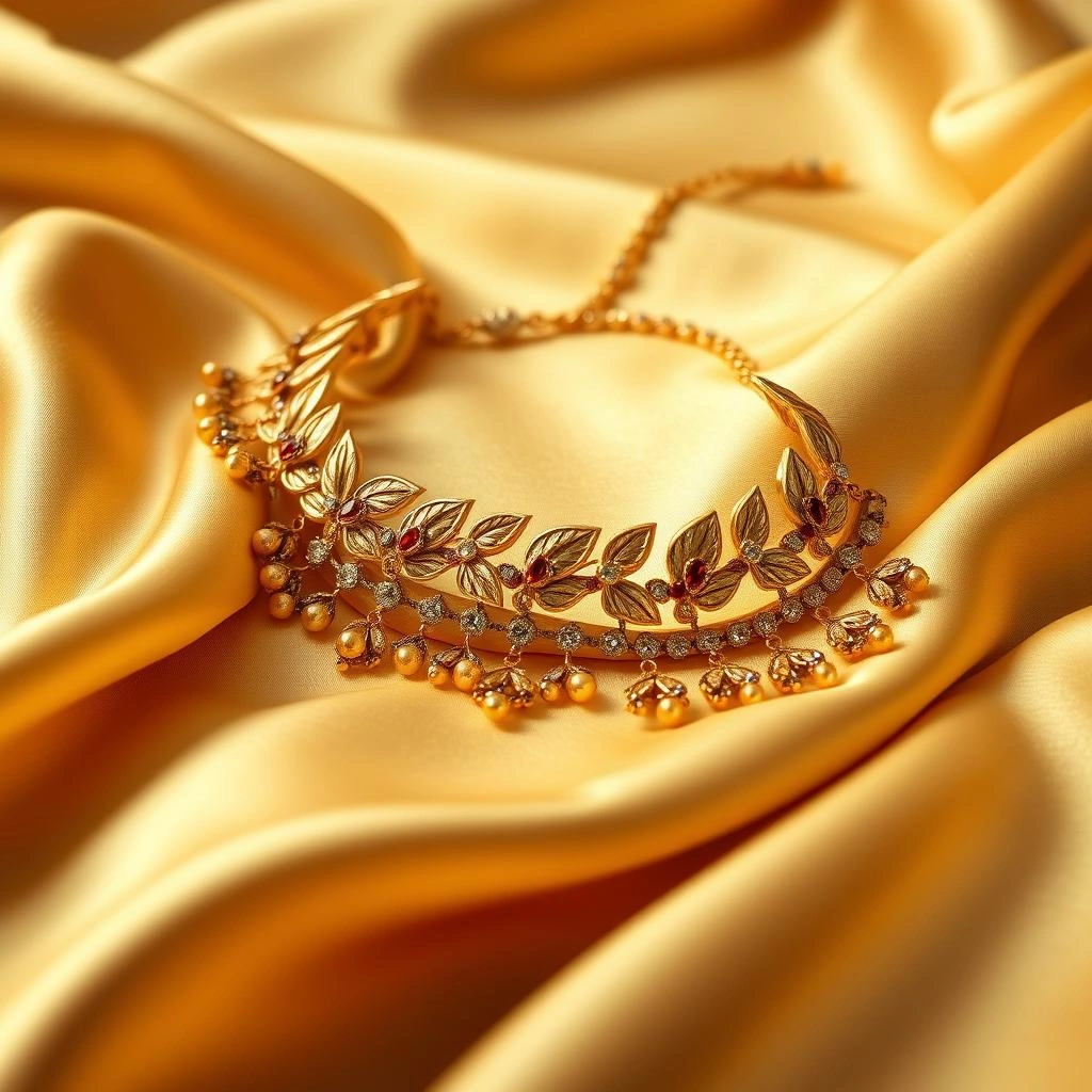 Grand Maharashtrian Belpan Talisman Leaf 3-Line Bridal Haar & Choker Set - 45° Hero Perspective Angle