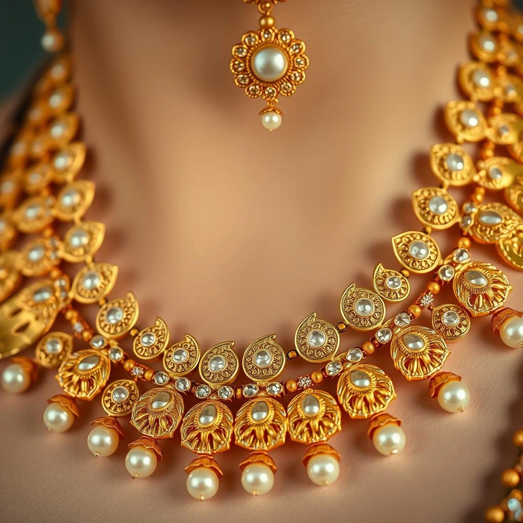 Grand Maharashtrian Belpan Talisman Leaf 3-Line Bridal Haar & Choker Set - Macro Detail Craftsmanship Focus