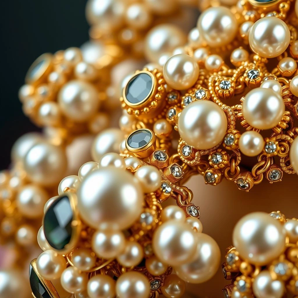 Grand Maharashtrian Moti Guchha Pearl Cluster Ball Necklace Set - Macro Detail Craftsmanship Focus
