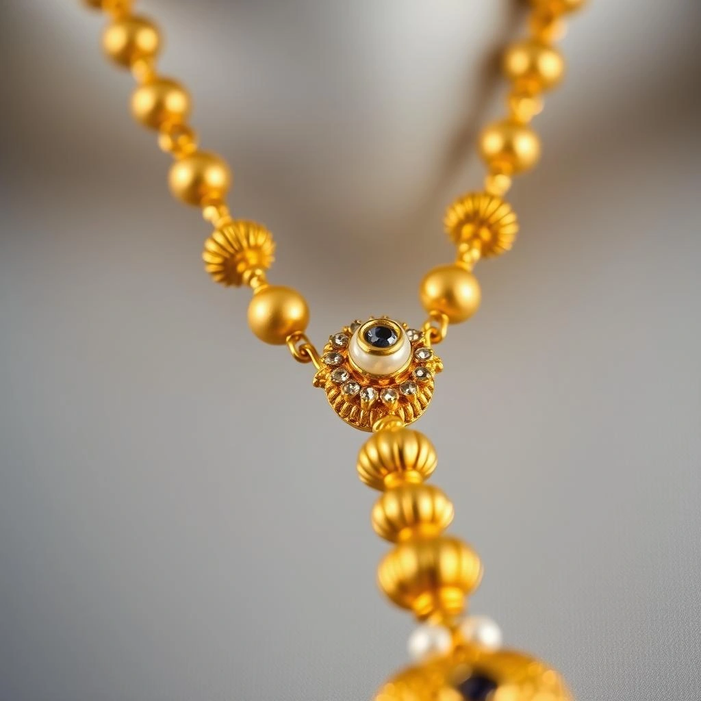 Imperial Maharashtrian 1-Gram Gold 3-Line Mohan Mala Heavy Long Chain - Macro Detail Craftsmanship Focus