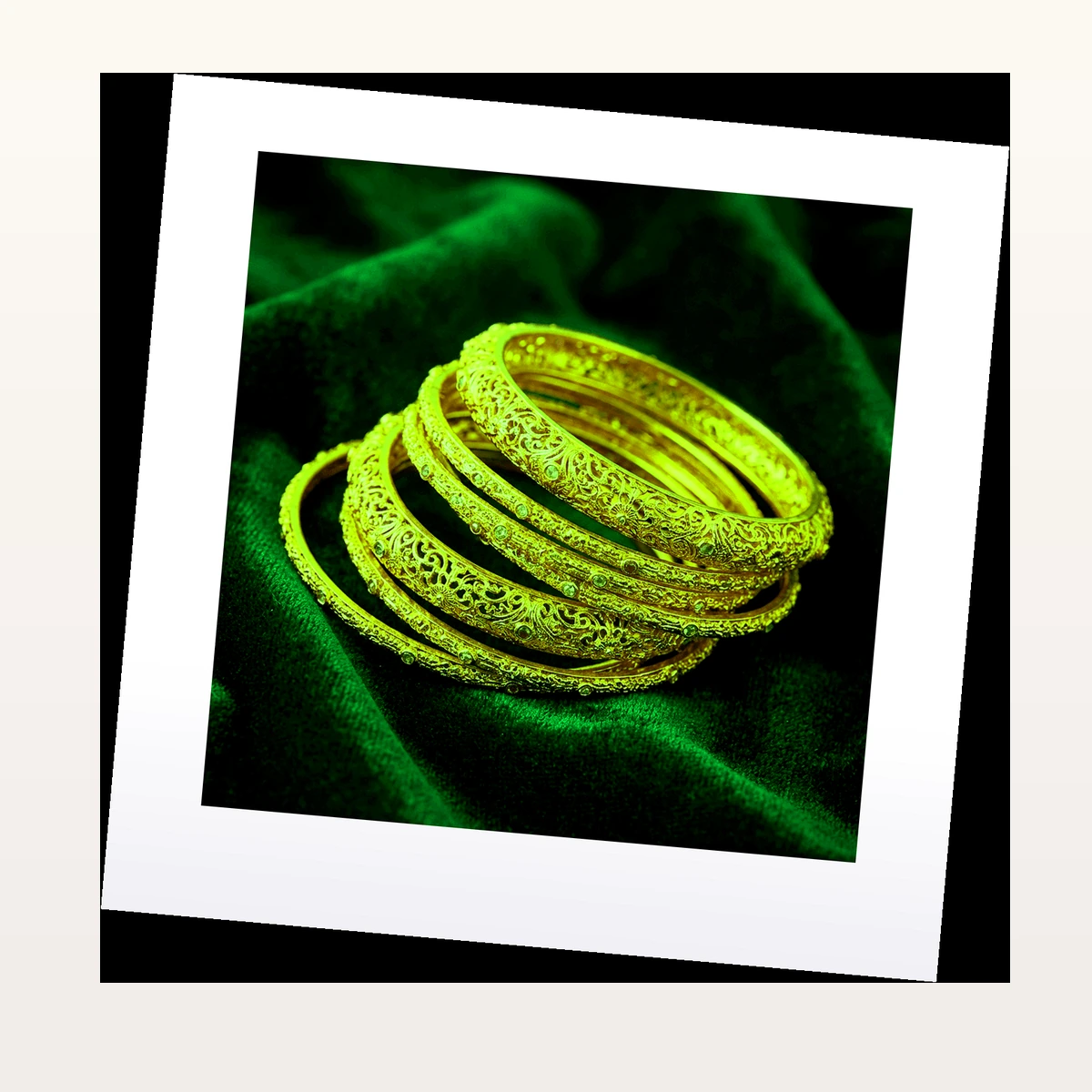 Kerala Palakka Bangles - 45° Angle View