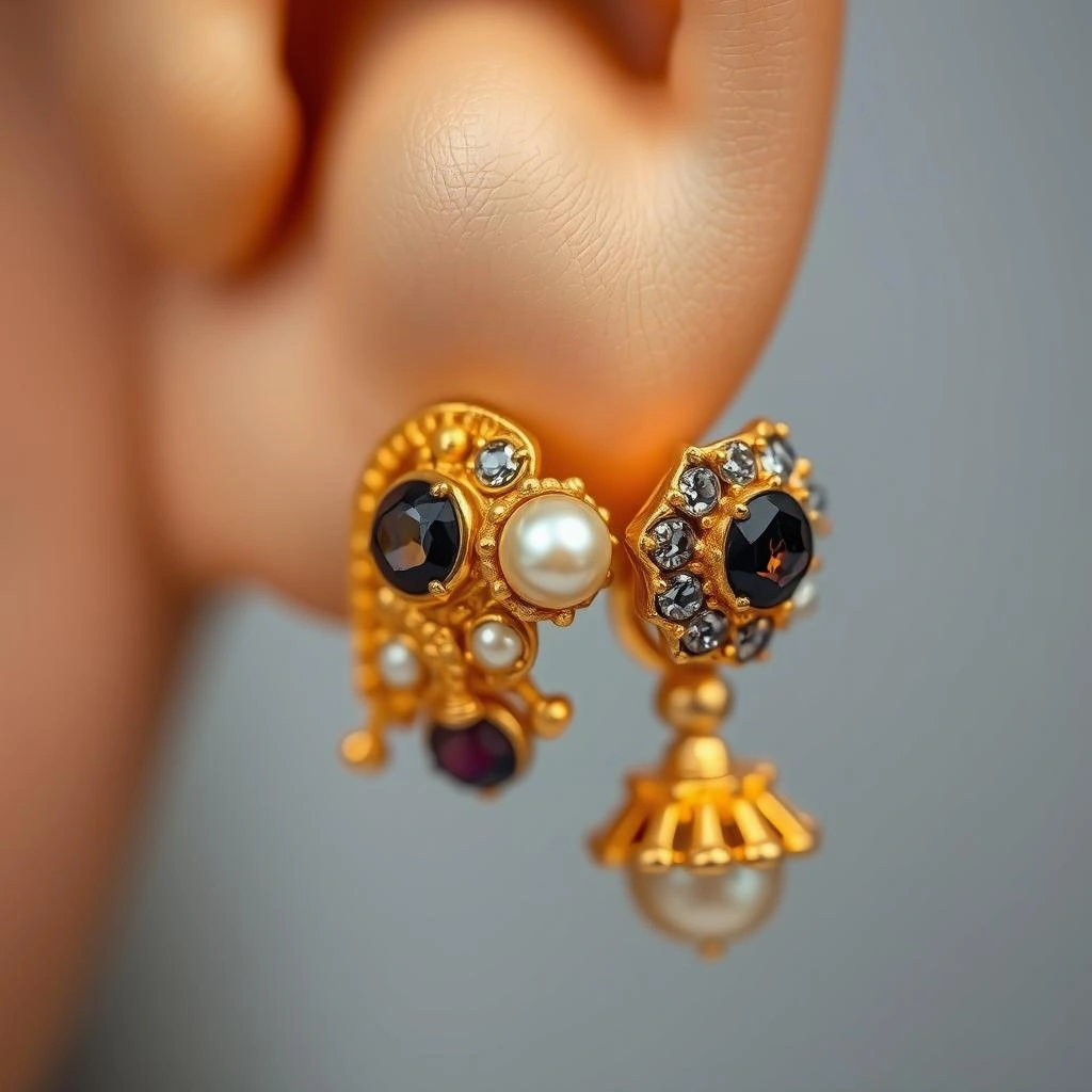 Maharashtrian 1-Gram Gold Full-Ear Bugadi & Kaan Pasha Ear Cuffs - Macro Detail Craftsmanship Focus