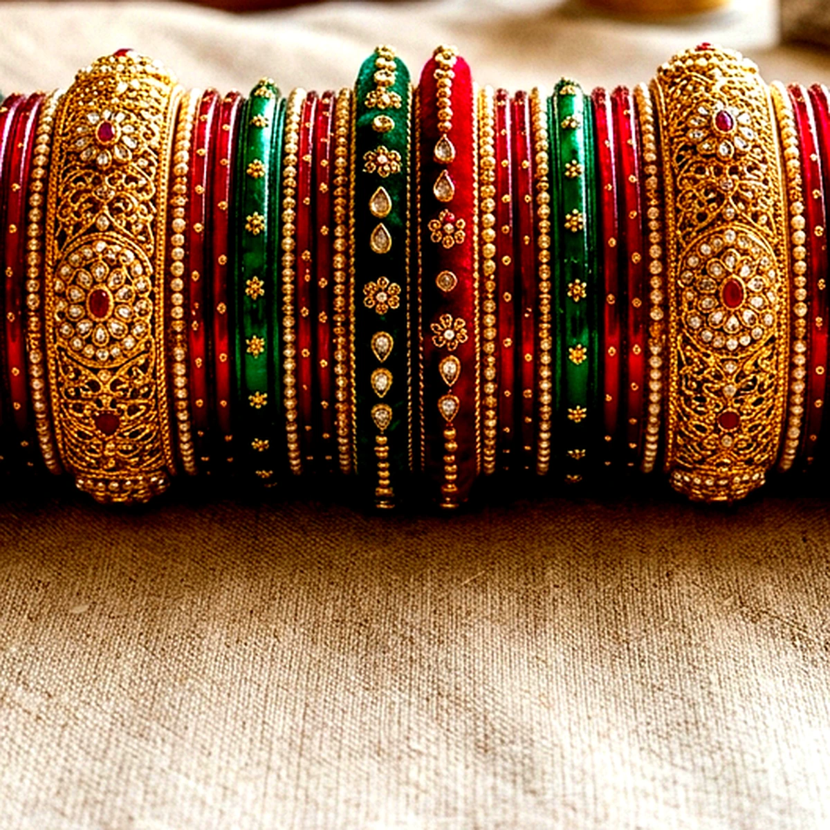 Festive Shimmer Multi-Color Glass Bangles Box (Set of 24) - Macro Craftsmanship Detail View