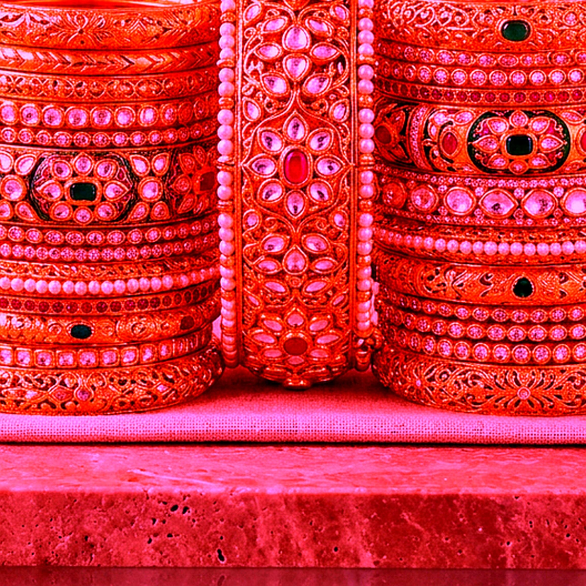 Rani Pink Bridal Chooda - Macro Detail View