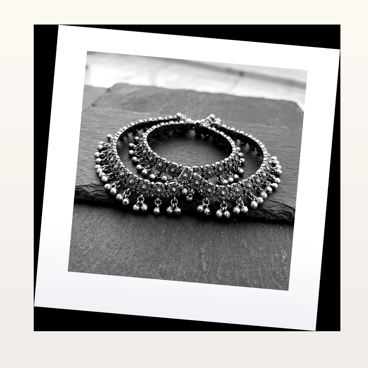 Kolhapuri Saaj Silver Bangles - 45° Angle View