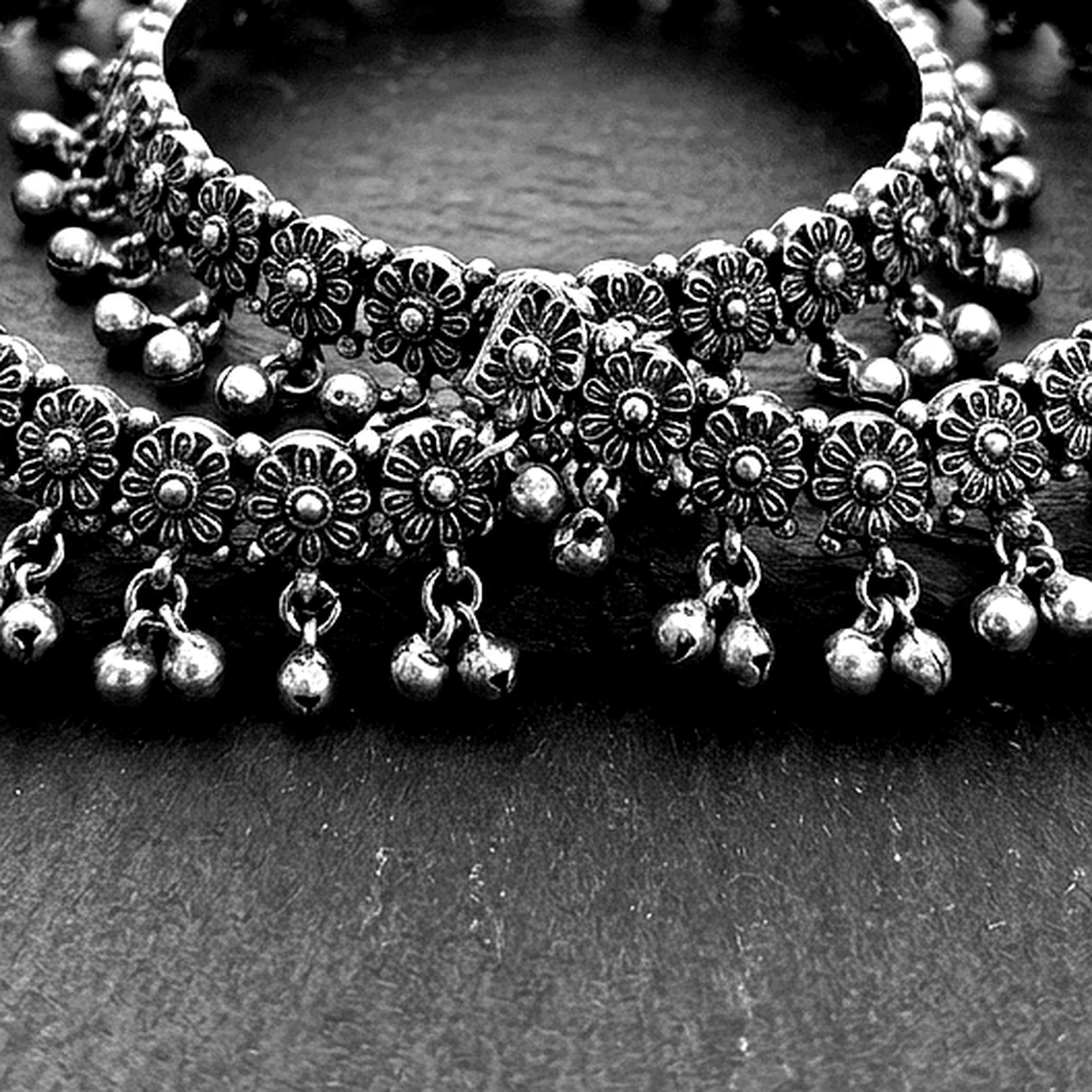 Kolhapuri Saaj Silver Bangles - Macro Detail View