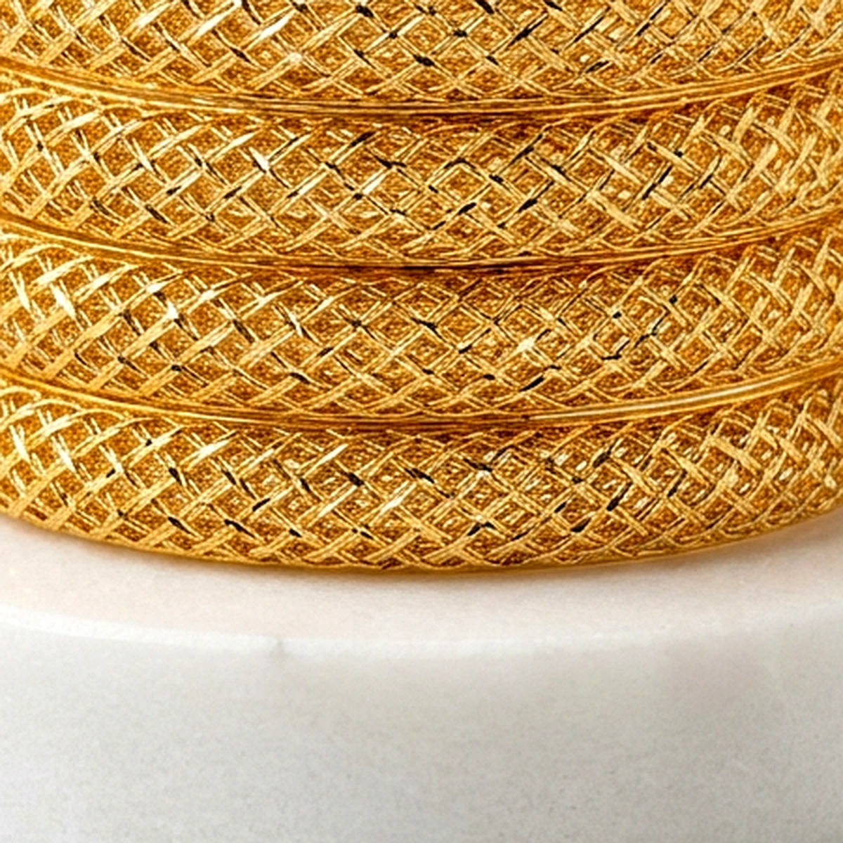 1-Gram Gold Traditional Chatai Woven Mesh Bangles (Set of 4) - Macro Craftsmanship Detail View